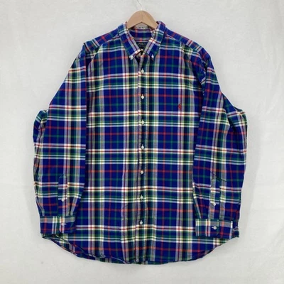 Polo Ralph Lauren Shirt Mens 2XB Blue Green Plaid Button Down Long Sleeve Pony - Image 1 of 4