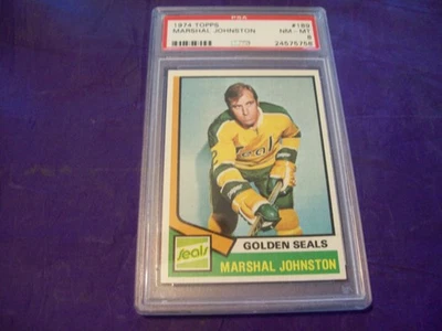 1974 TOPPS HOCKEY #189 MARSHAL JOHNSTON PSA 8 - Image 1 of 2