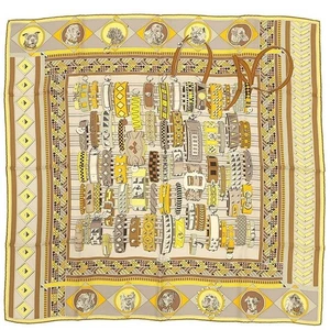 HERMES Carre Wash 90 Colliers et Chiens Sciarpa di seta per cani gialla con etichette scatola usata. - Foto 1 di 6