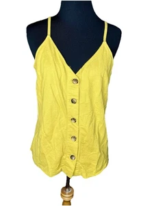 Yellow BUTTON DOWN TANK TOP KNIT TOP S Boat Club Straps  Boho  EUC - Picture 1 of 6