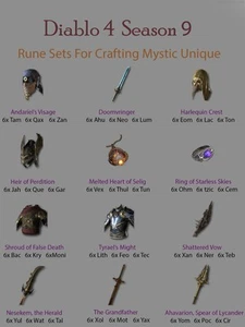 Diablo 4 S9 Season 9 / Rune Set for Crafting Mythic Unique - Picture 1 of 1