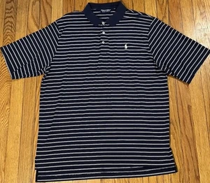 Vintage Polo Golf Ralph Lauren blau weiß gestreift Kurzarm Polo Herren Large " - Bild 1 von 6