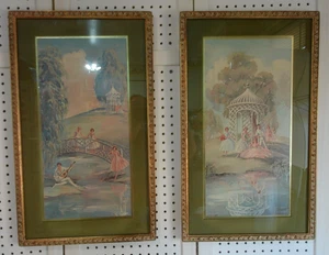 Vintage 2er Set Ballettbilder mit grünen Filzmatten und goldenen Dekorahmen - Bild 1 von 11