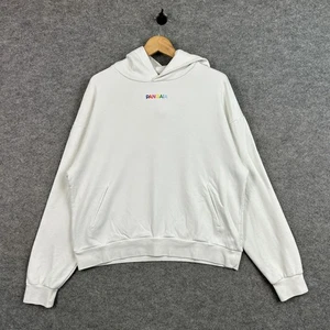 Pangaia Pullover Damen klein weiß Regenbogen Schriftzug Baumwolle Hoodie Oversize - Bild 1 von 10