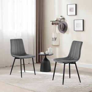Set of 4 Velvet Dining Chairs Seat High Back Metal Legs Home Furniture Kitchen - Picture 1 of 17