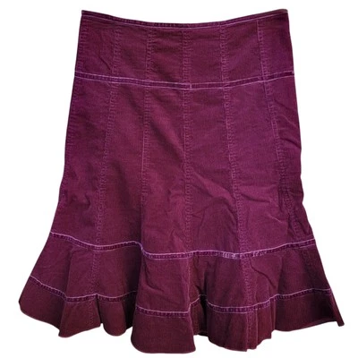 Falda De Colección Y2K George Púrpura Pana Niñas Talla 14 Línea A Acampanada Midi Terciopelo Borde Foto 1 de 4