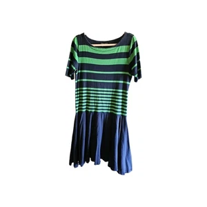 LAUREN JEANS RALPH LAUREN NAVY/GREEN STRIPED DRESS- SIZE XL - Picture 1 of 7