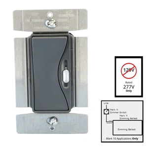 Aspire Silver Granite 1-Pole/3-Way Fluorescent Slide Dimmer 277V Mark 10 95687SG - Picture 1 of 7