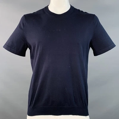 THEORY Size L Navy Cotton Jersey Crew Neck T-shirt - Image 1 of 4