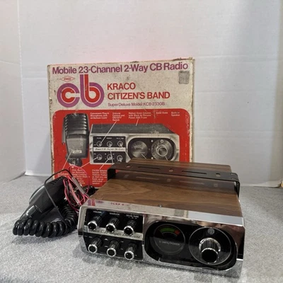 Vintage Kraco Super Deluxe 23-Channel CB Radio KCB-2330B Original Box, Mounting - Image 1 of 4