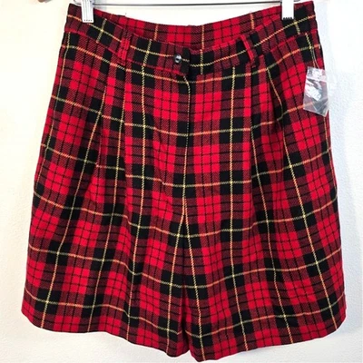 Pantalones Cortos Sag Harbor Petite De Colección Años 90 Para Mujer 8-10P Rojo Negro Lana A Cuadros Preppy Foto 1 de 4