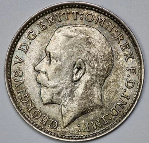 1918 Great Britain George V 3p Silver Brilliant UNC Threepence - Picture 1 of 3