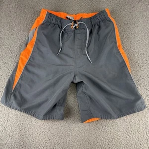 Nike Shorts Mens Medium Gray Orange Lined Stash Pocket Drawstring Board Shorts - Picture 1 of 11