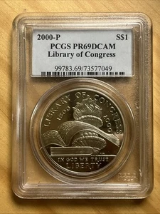 2000-P Library Of Congress Commemorative Dollar PR69 DCAM PCGS Blue Label - Picture 1 of 4