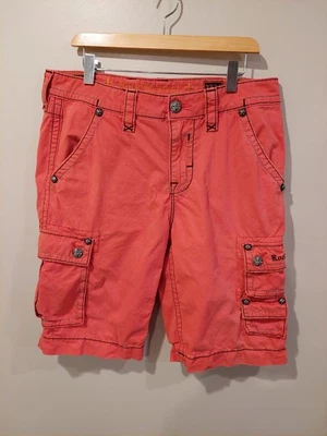 Pantalones Cortos Rock Revival Naranja Talla 33x24 Y2K Estilo Aflicción Bolsillos Carga Foto 1 de 4