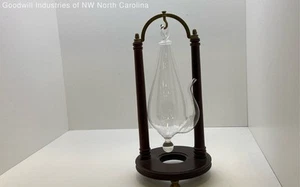 Hand blown Glass and Wood Weather Barometer - Picture 1 of 6