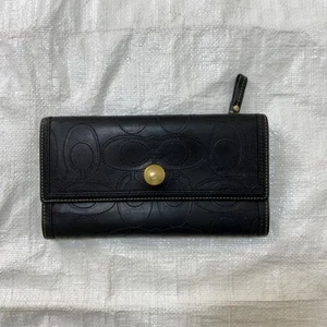 Cartera sin asas COACH triple pliegue continental cuero negro talla 7,5x4 - Imagen 1 de 9