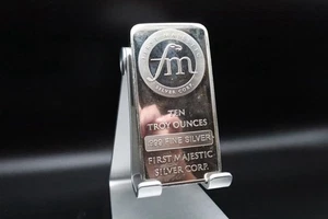10 oz Silver Bar - First Majestic Silver .999 Fine - Picture 1 of 7