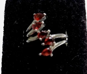 Mozambique Red Garnet 5 Stone Bypass Ring Size 8 Stainless Steel - Picture 1 of 6