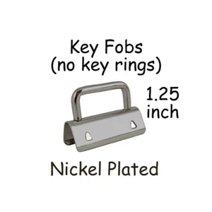 100 - 1.25" Key Fob Hardware WITHOUT Key Rings - Nickel Plated + Instructions - Picture 1 of 2