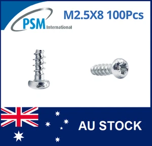 PLASTIC THREADING SCREW M2.5X8 PAN POZI STAINLESS STEEL WN1412KB25X8SS X100 - Picture 1 of 5
