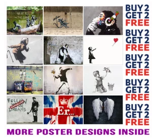 BANKSY POSTERS GRAFFITI ART PRINT POSTER A4 A3 SIZE BUY 2 GET ANY 2 FREE - Picture 1 of 49