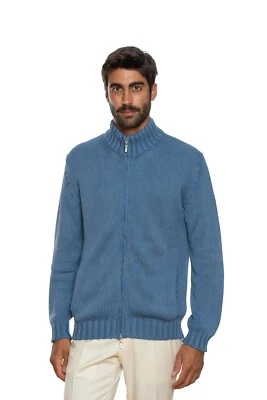 Della Ciana Cashmere Grueso Bomber Cárdigan de Ochos Algodón Grueso Teñido Azul - Imagen 1 de 4