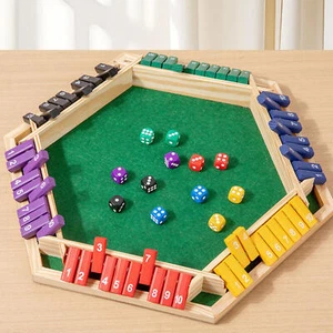 6 Player Shut The Box Dice Game, Kids Wooden Party Family Board Game Portable - Picture 1 of 10