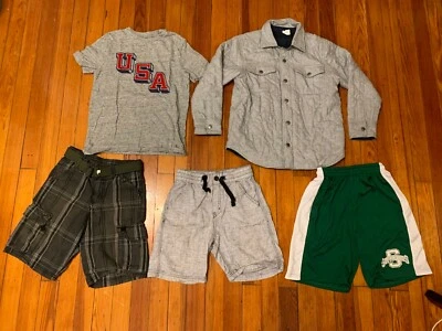 Lot of 5 Pcs Boys: 1pcs T-Shirt, 3pcs Shorts, 1pcs Reversible Jacket  - Image 1 of 4