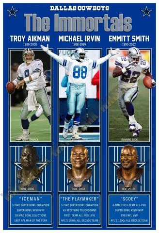 THE GREATEST COWBOYS: AIKMAN, IRVIN, SMITH 13”x19” COMMEMORATIVE POSTER Cover