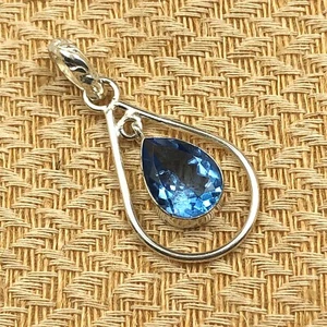 Natural Iolite Gemstone Pendant 925 Sterling Silver Indian Jewelry For Girls - Picture 1 of 10