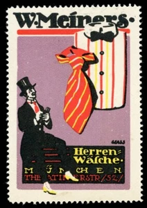 Germany Poster Stamp - W. Meiners Men's Underwear - Artist F P Glass - Picture 1 of 1