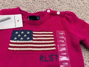 Polo Ralph Lauren USA American flag sweater 18M Pink Pony RL 67 Olympics Paris - Picture 1 of 3