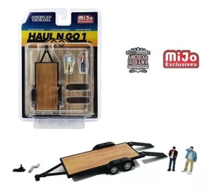 Haul-N-Go set 1 Trailer (diecast) + 2 figures - 1/64 American Diorama - Picture 1 of 3