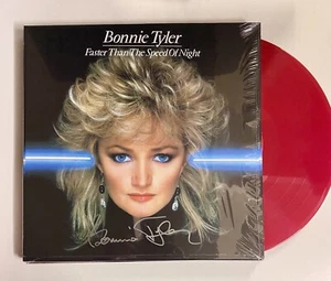 Bonnie Tyler Faster Than The Speed of Night 12”RED VINYL & HAND SIGNED PRINT - Picture 1 of 3