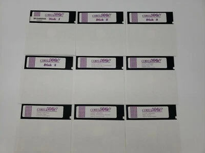Corel Draw Software Lot of 9 - 5.25 Floppy Disks Graphics Demo Clipart Libraries - Image 1 of 4