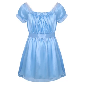 Sissy Men's Adult Vintage Satin Cross Dresser Party Dress Costume Nightgown - Picture 1 of 30