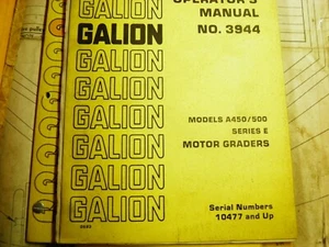 GALION A450 A500 SERIES E MOTOR GRADER OPERATORS MANUAL NO 3944 - Picture 1 of 5