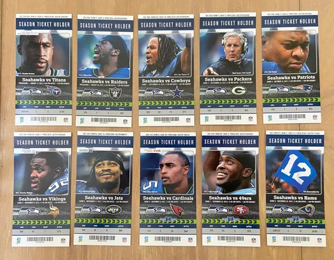 RUSSELL WILSON ROOKIE - 2012 NFL SEAHAWKS UNUSED FOOTBALL SEASON TICKETS SET Cover