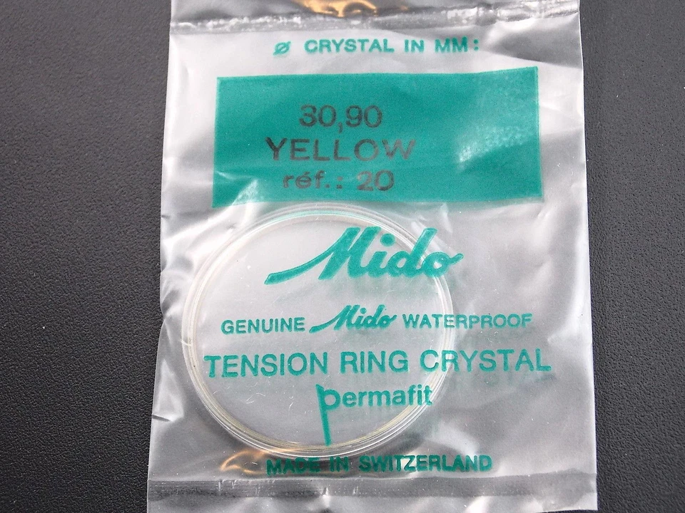 Reloj Anillo de Tensión Amarillo Cristal Mido Impermeable Vintage 30.90mm Permafit R#20 Foto 1 de 1