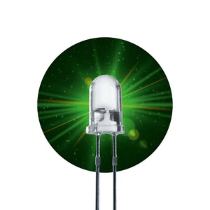 100x LED Leuchtdiode 5mm grün 15000 mcd rund grüne Diodengreen klar 2 Pin - Bild 1 von 3