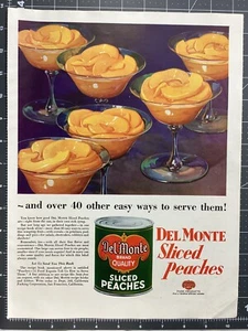 Anuncio impreso vintage 1935 DEL MONTE melocotones en rodajas años 30 - Imagen 1 de 1