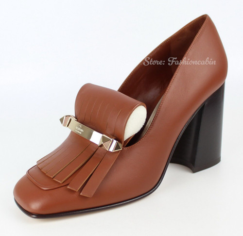 NUOVA pompa in pelle Rockstud con frange Valentino Garavani Runway Uptown EU38 $1065