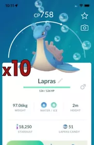 Pokemon TRADE - 10x Lapras Trade !! Good Chance of Lucky and Good IVs !! - Picture 1 of 1