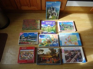 Bundle 10 x Jigsaw Puzzles 1000 pcs-inc. Dinosaurs, Castle, Train, Europe, Koch - Picture 1 of 11