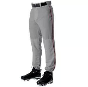 Pantalone Baseball Uomo Alson Grigio XL Rosso Tuping Treccia Fondo Elastico 605PLP - Foto 1 di 5