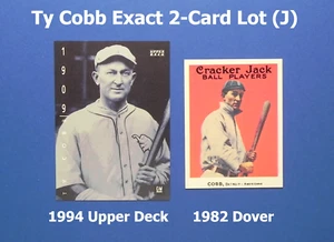 Ty Cobb Exact 2-Card Lot (J) 1994 Upper Deck #3 and 1982 Dover Reprint Card #30 - Picture 1 of 2