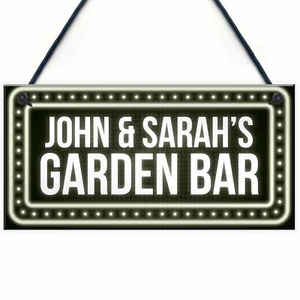 Neon Effect GARDEN BAR Personalised Bar Sign For Home Bar Pub Man Cave - Picture 1 of 4