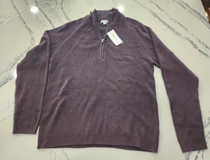 Calvin Klein Men's L Large Coffee Colored 1/4 Zip Pullover Sweater NWT - Picture 1 of 7