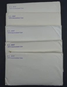 (5) 1974 P & D US Mint Uncirculated Sets 60 Coins OGP Original Envelopes - Picture 1 of 6